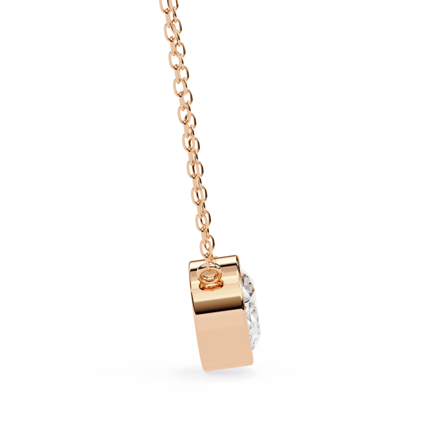 1.60 CT Oval Lab-Grown Diamond Bezel Pendant Necklace in 14K Gold & Platinum