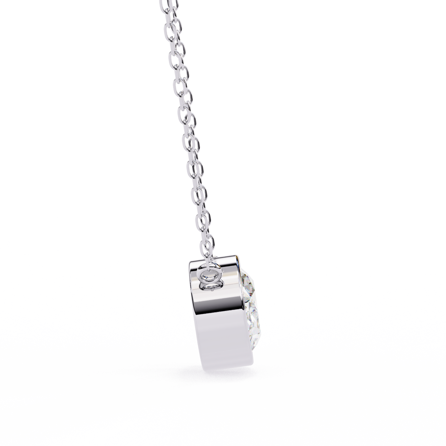 1.60 CT Oval Lab-Grown Diamond Bezel Pendant Necklace in 14K Gold & Platinum