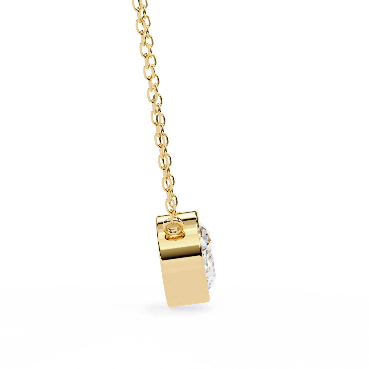 1.60 CT Oval Lab-Grown Diamond Bezel Pendant Necklace in 14K Gold & Platinum