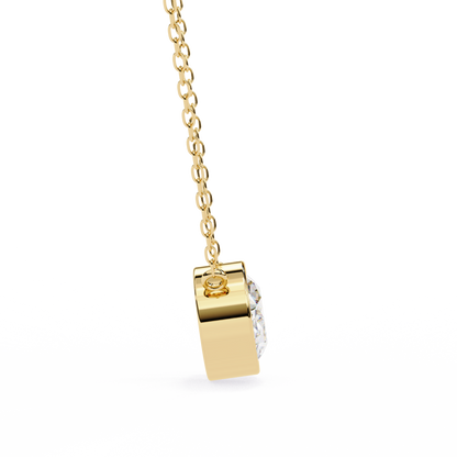 1.60 CT Oval Lab-Grown Diamond Bezel Pendant Necklace in 14K Gold & Platinum