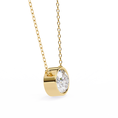 1.60 CT Oval Lab-Grown Diamond Bezel Pendant Necklace in 14K Gold & Platinum