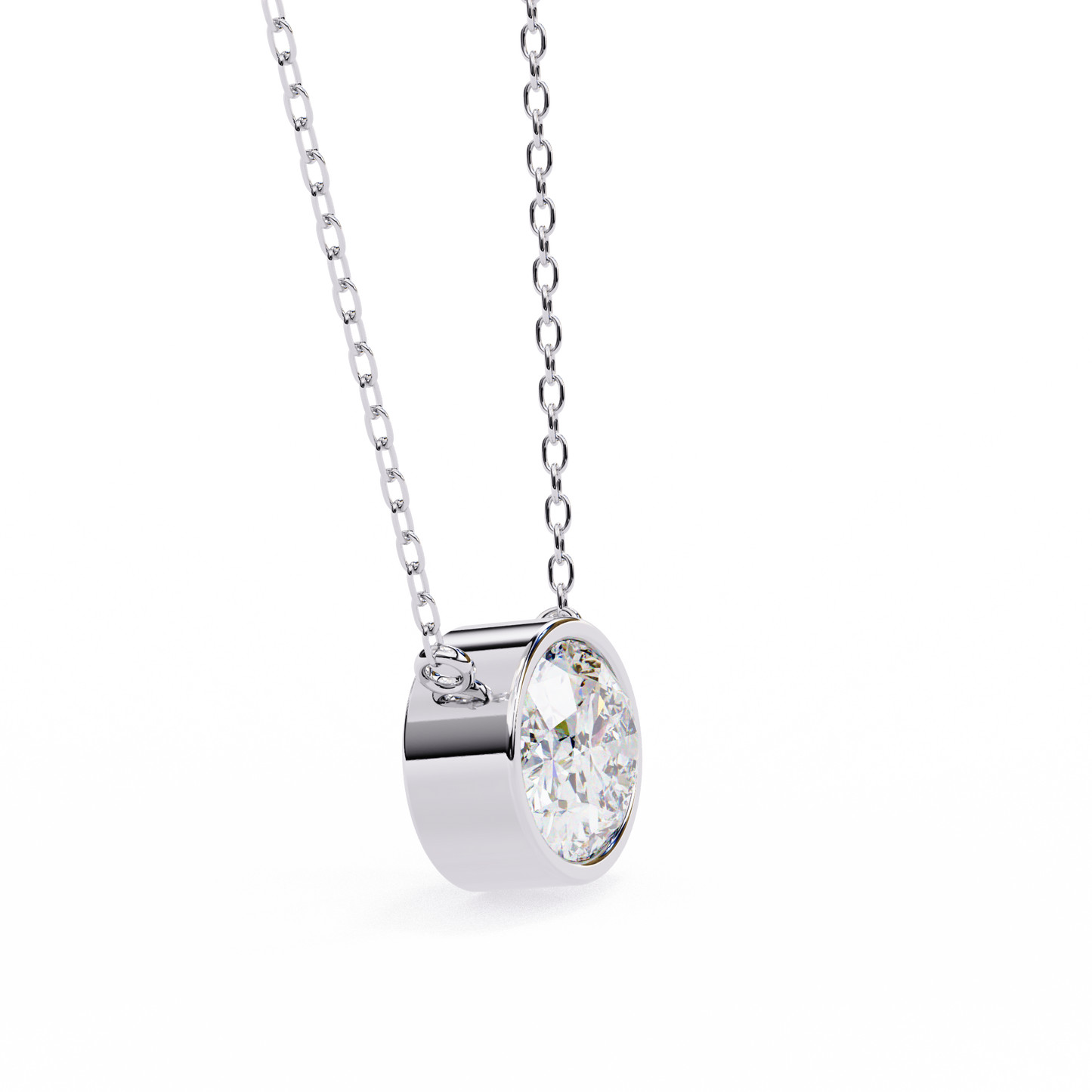 1.60 CT Oval Lab-Grown Diamond Bezel Pendant Necklace in 14K Gold & Platinum