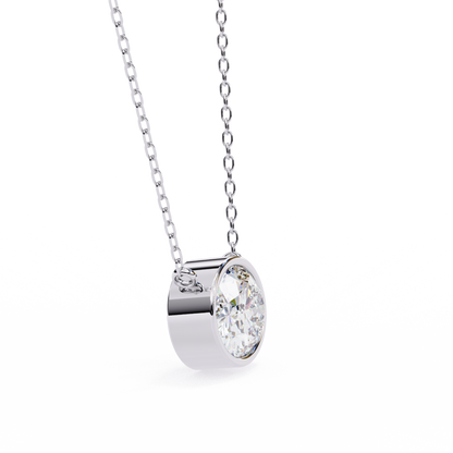 1.60 CT Oval Lab-Grown Diamond Bezel Pendant Necklace in 14K Gold & Platinum