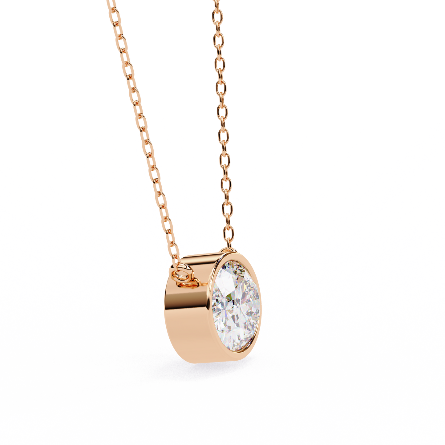 1.60 CT Oval Lab-Grown Diamond Bezel Pendant Necklace in 14K Gold & Platinum