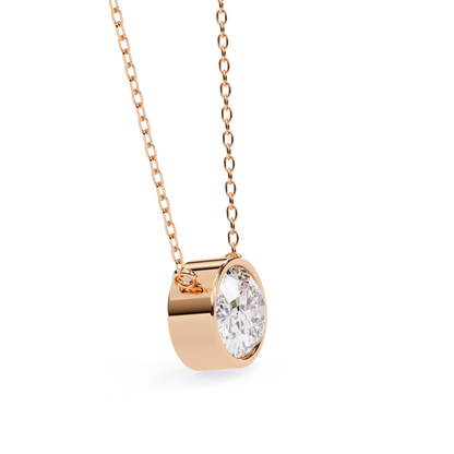 1.60 CT Oval Lab-Grown Diamond Bezel Pendant Necklace in 14K Gold & Platinum