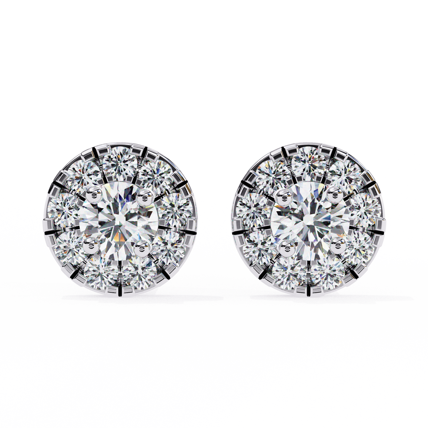 0.52 CTW Round Lab-Grown Diamond Halo Stud Earrings in 14K Gold