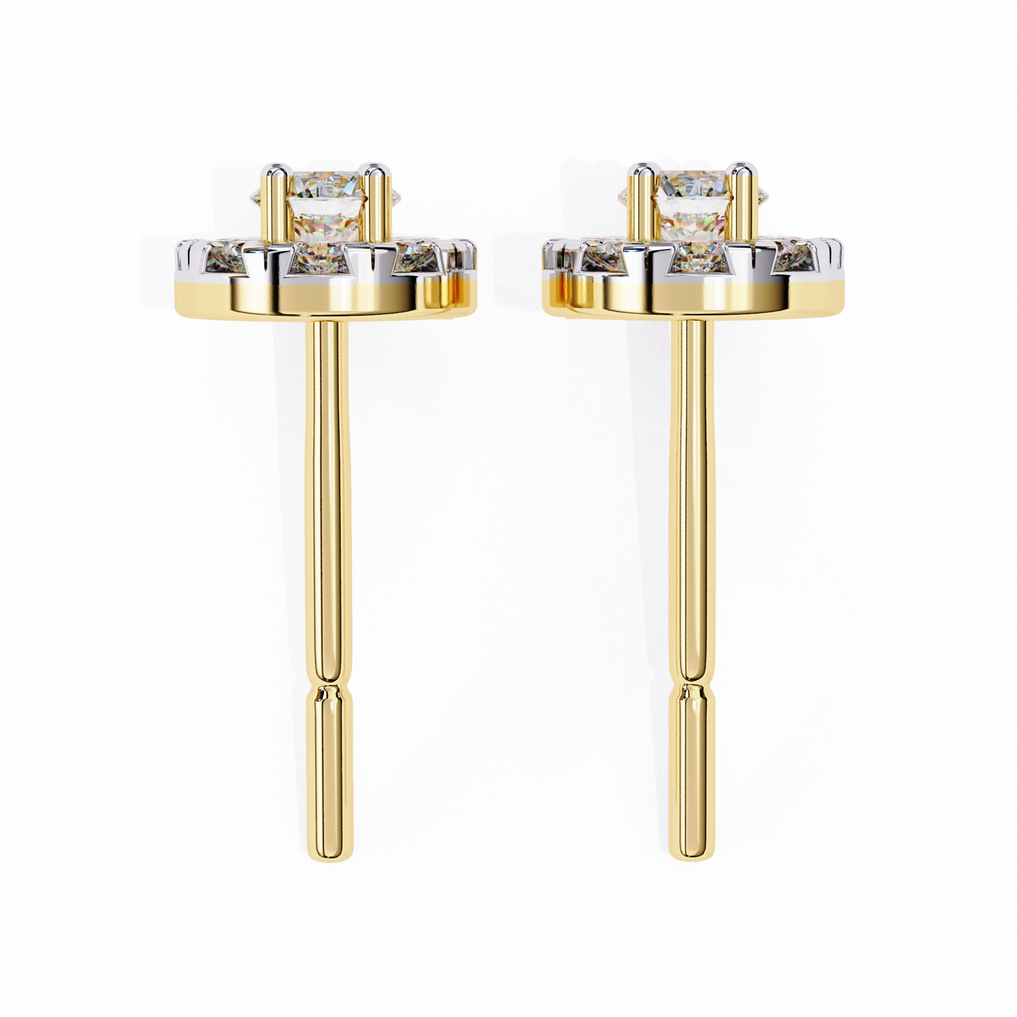 0.52 CTW Round Lab-Grown Diamond Halo Stud Earrings in 14K Gold