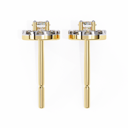 0.52 CTW Round Lab-Grown Diamond Halo Stud Earrings in 14K Gold