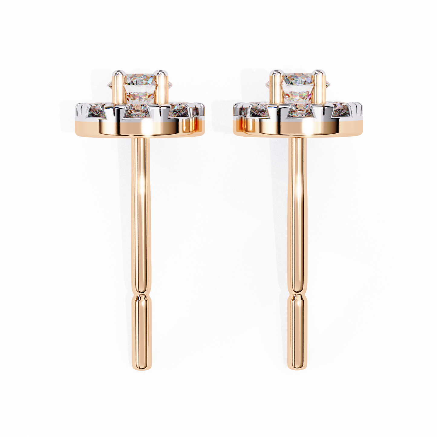 0.52 CTW Round Lab-Grown Diamond Halo Stud Earrings in 14K Gold