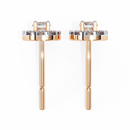 0.52 CTW Round Lab-Grown Diamond Halo Stud Earrings in 14K Gold
