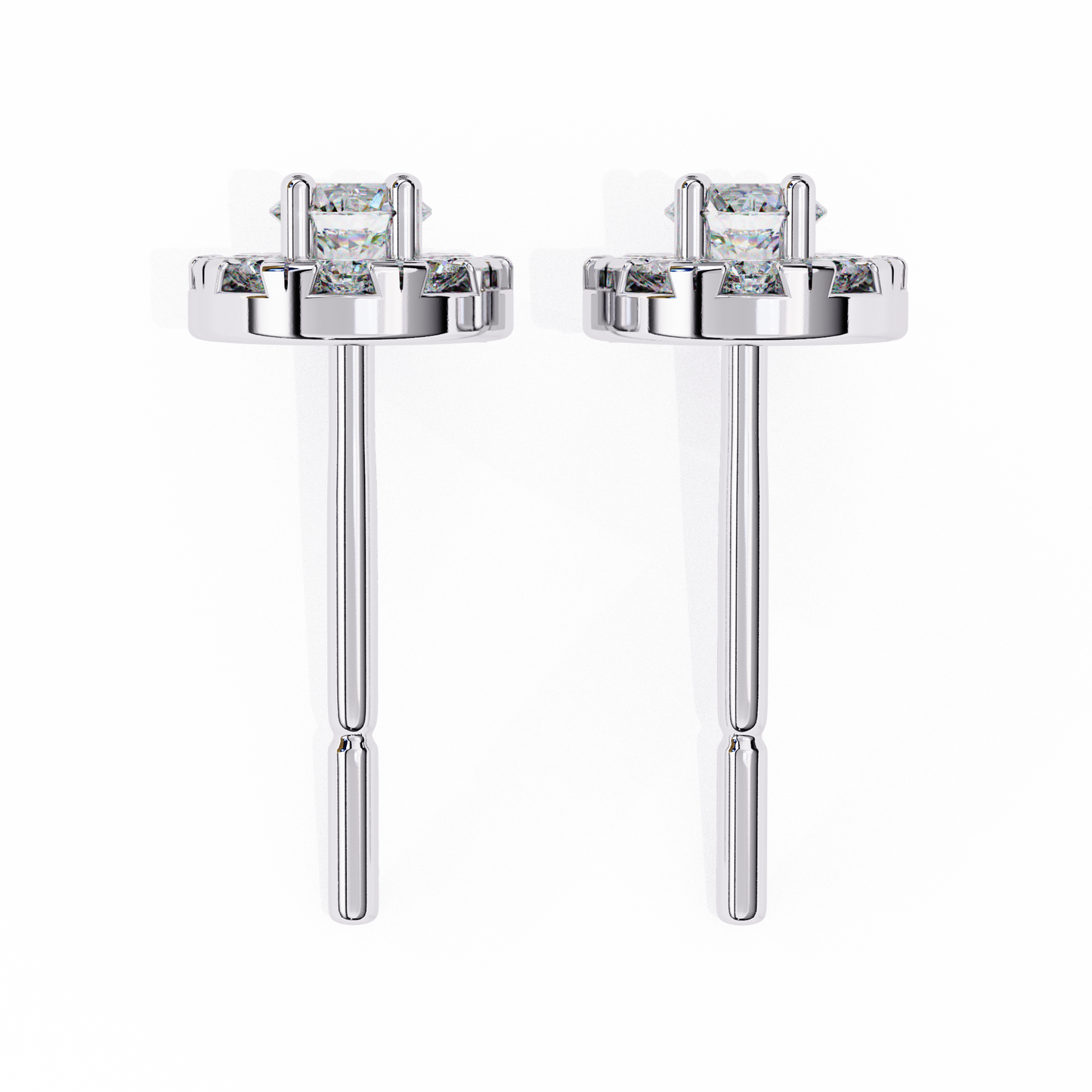 0.52 CTW Round Lab-Grown Diamond Halo Stud Earrings in 14K Gold