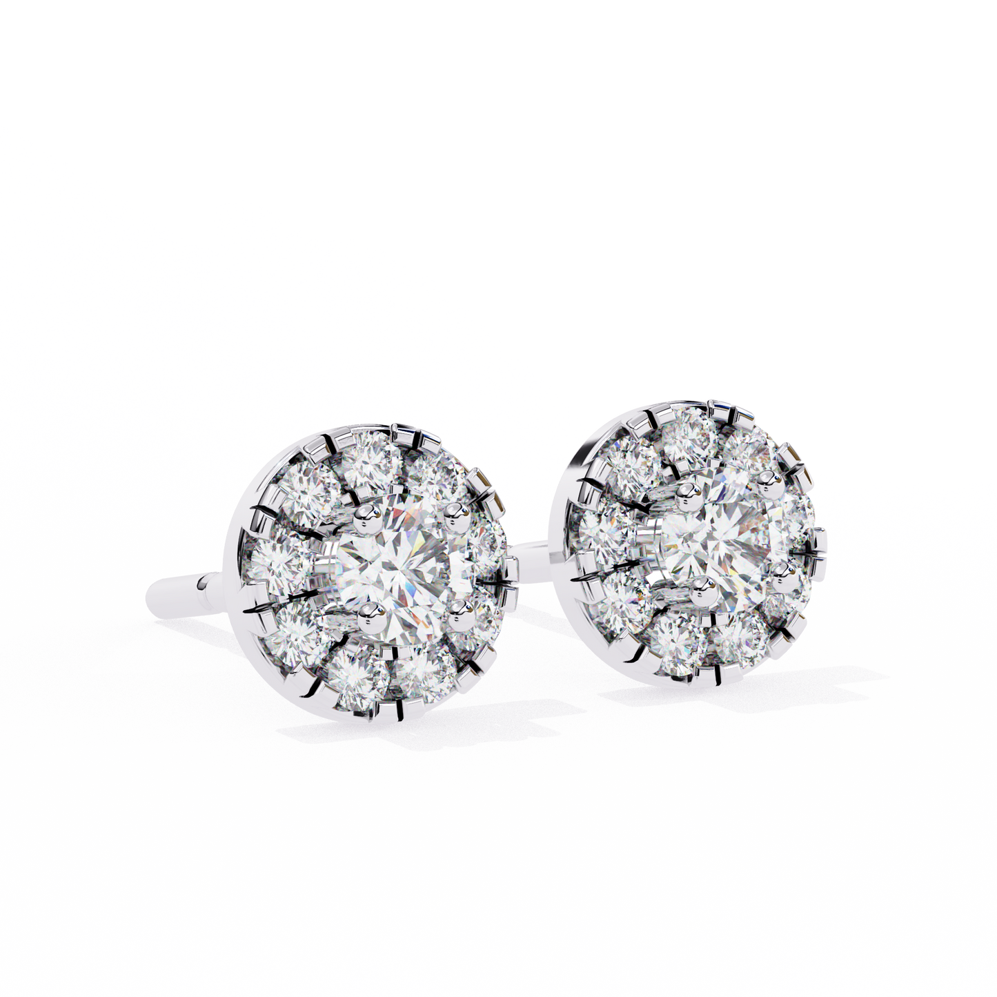 0.52 CTW Round Lab-Grown Diamond Halo Stud Earrings in 14K Gold