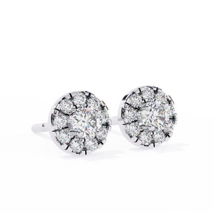 0.52 CTW Round Lab-Grown Diamond Halo Stud Earrings in 14K Gold