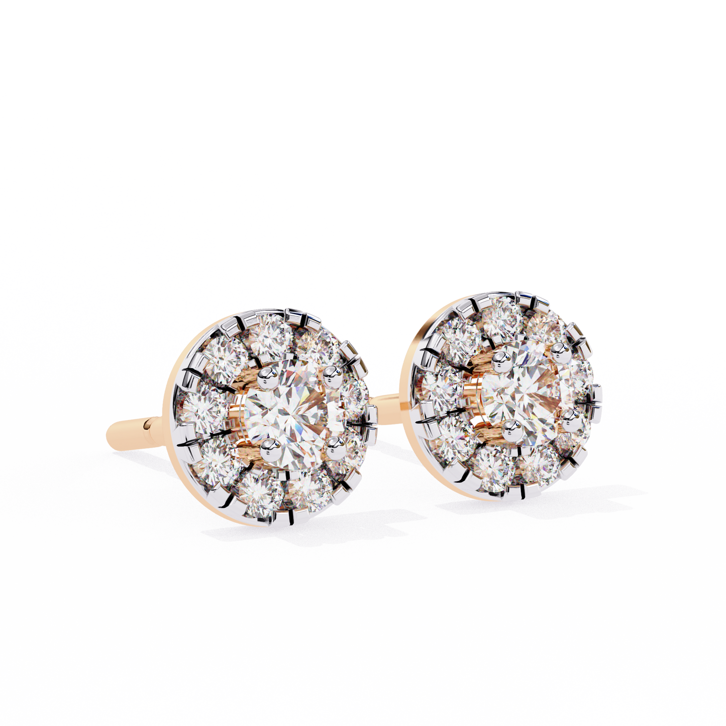0.52 CTW Round Lab-Grown Diamond Halo Stud Earrings in 14K Gold