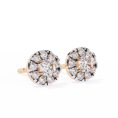 0.52 CTW Round Lab-Grown Diamond Halo Stud Earrings in 14K Gold