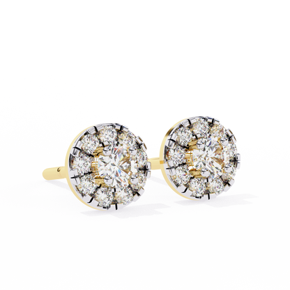 0.52 CTW Round Lab-Grown Diamond Halo Stud Earrings in 14K Gold