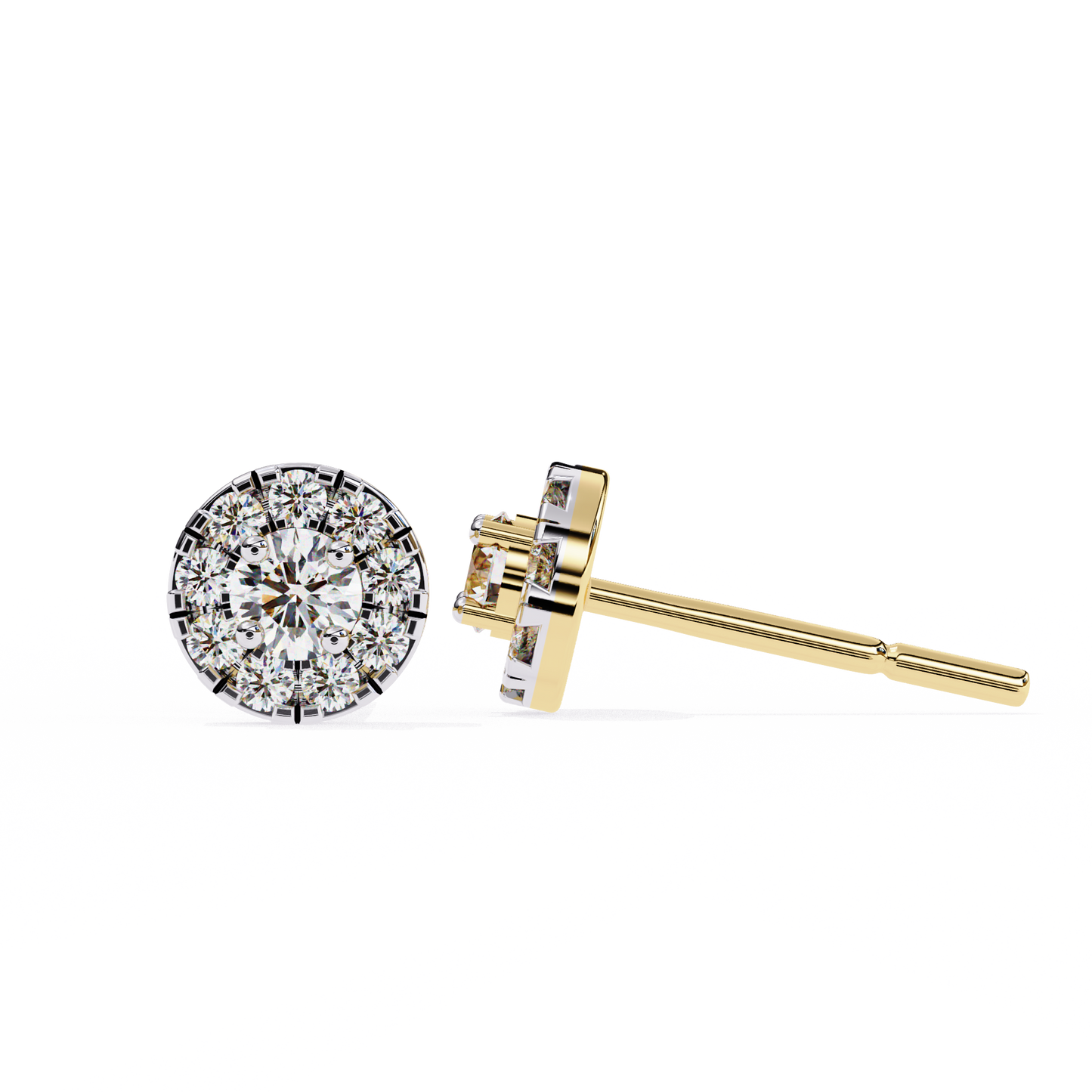 0.52 CTW Round Lab-Grown Diamond Halo Stud Earrings in 14K Gold
