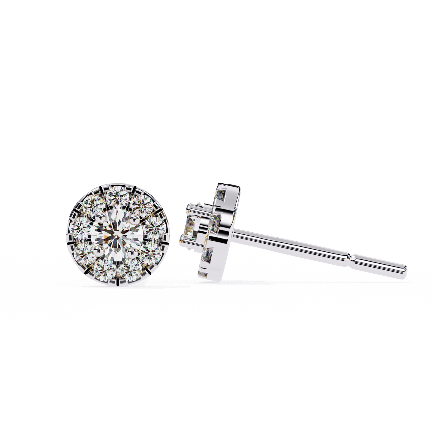 0.52 CTW Round Lab-Grown Diamond Halo Stud Earrings in 14K Gold