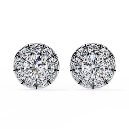0.52 CTW Round Lab-Grown Diamond Halo Stud Earrings in 14K Gold