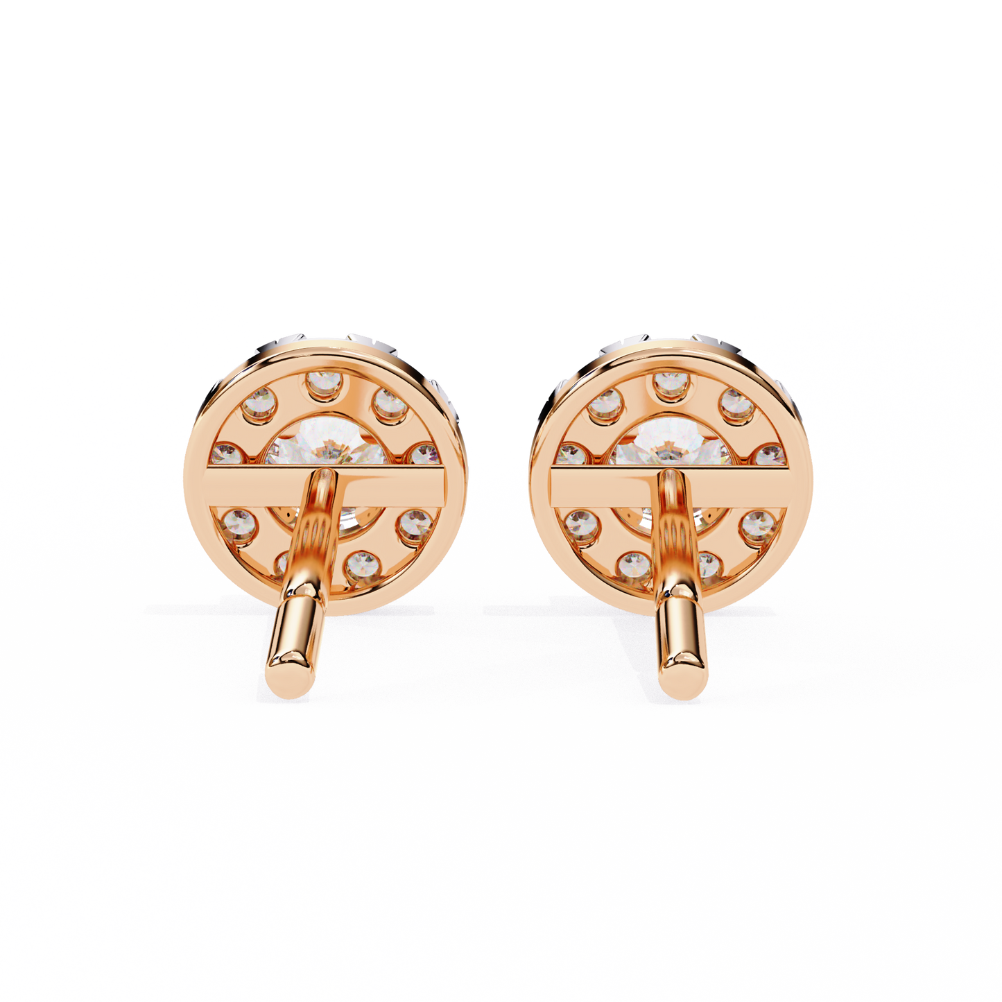 0.52 CTW Round Lab-Grown Diamond Halo Stud Earrings in 14K Gold