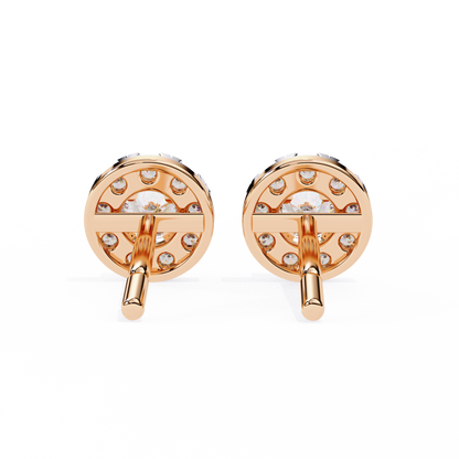 0.52 CTW Round Lab-Grown Diamond Halo Stud Earrings in 14K Gold