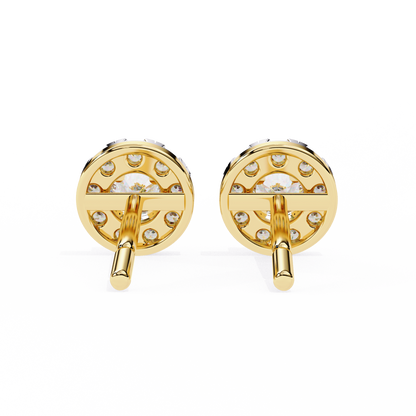 0.52 CTW Round Lab-Grown Diamond Halo Stud Earrings in 14K Gold