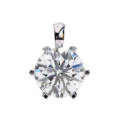 2.20 CT Round Lab-Grown Diamond Crown Solitaire Pendant Necklace in 14K Gold & Platinum