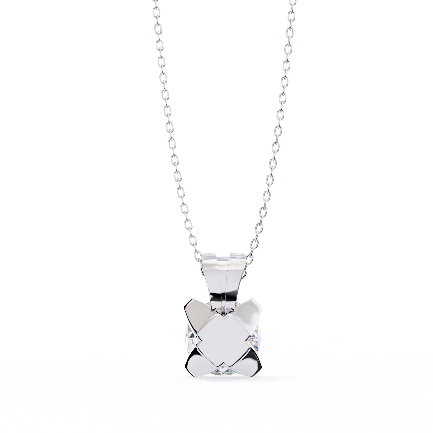 2.20 CT Round Lab-Grown Diamond Sculptural Solitaire Pendant Necklace in 14K Gold & Platinum