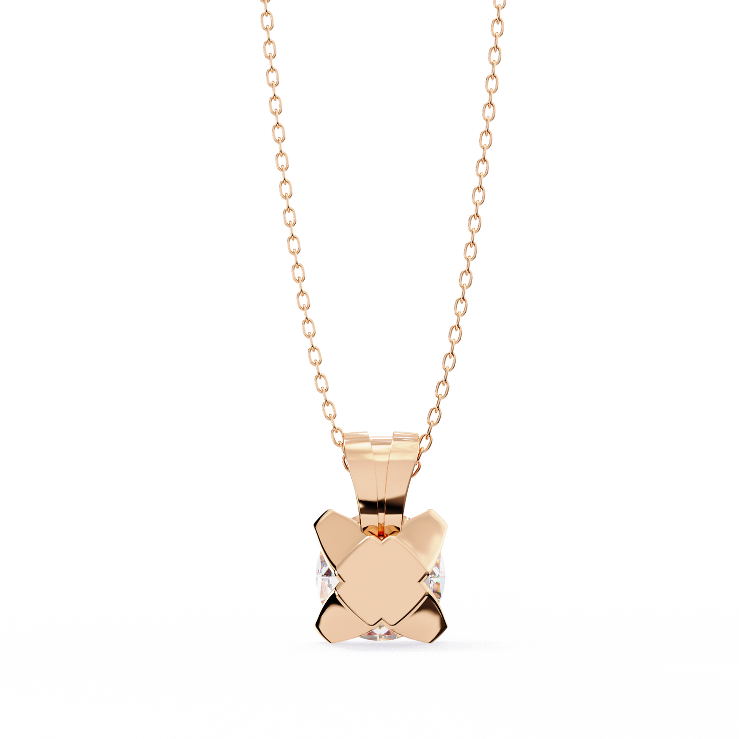 2.20 CT Round Lab-Grown Diamond Sculptural Solitaire Pendant Necklace in 14K Gold & Platinum