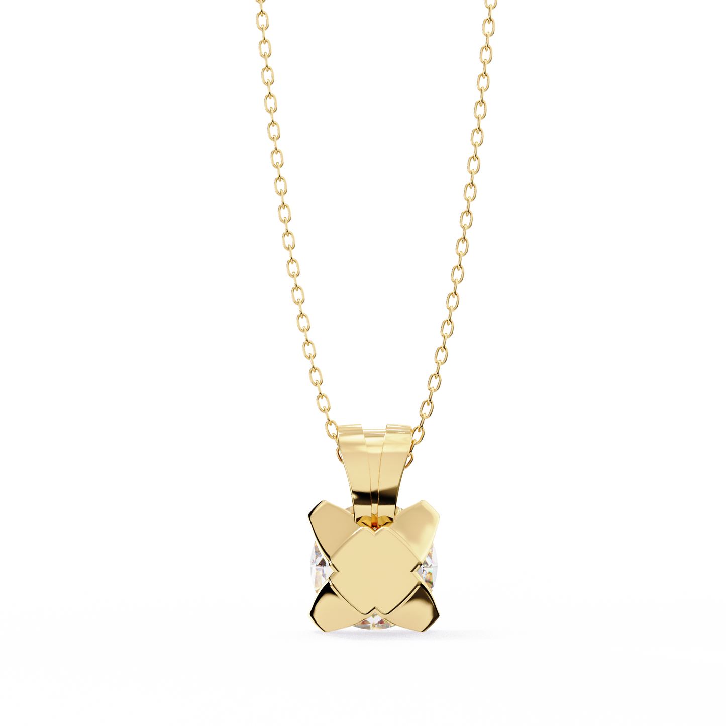 2.20 CT Round Lab-Grown Diamond Sculptural Solitaire Pendant Necklace in 14K Gold & Platinum