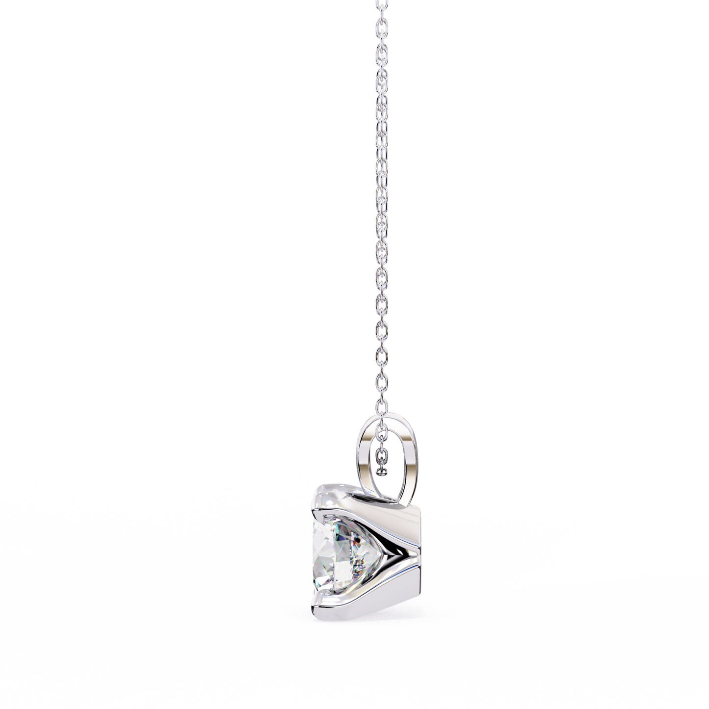 2.20 CT Round Lab-Grown Diamond Sculptural Solitaire Pendant Necklace in 14K Gold & Platinum