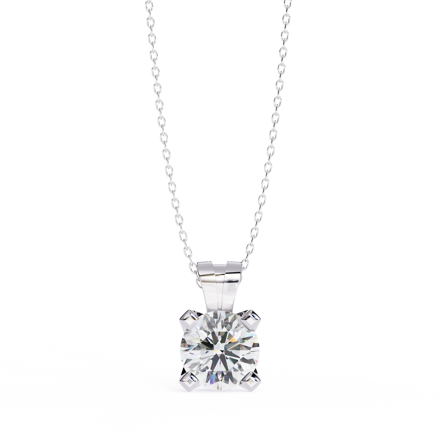 2.20 CT Round Lab-Grown Diamond Sculptural Solitaire Pendant Necklace in 14K Gold & Platinum