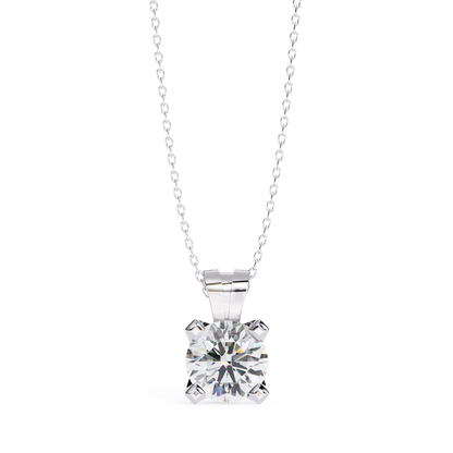 2.20 CT Round Lab-Grown Diamond Sculptural Solitaire Pendant Necklace in 14K Gold & Platinum