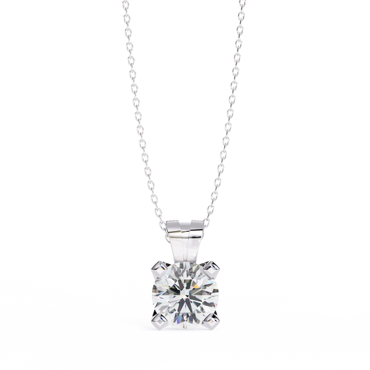 2.20 CT Round Lab-Grown Diamond Sculptural Solitaire Pendant Necklace in 14K Gold & Platinum