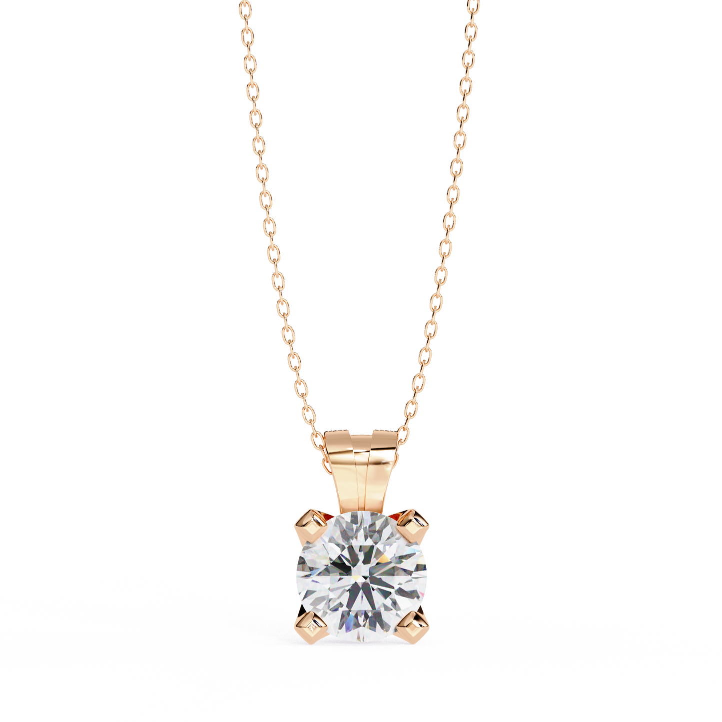 2.20 CT Round Lab-Grown Diamond Sculptural Solitaire Pendant Necklace in 14K Gold & Platinum