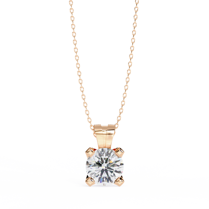 2.20 CT Round Lab-Grown Diamond Sculptural Solitaire Pendant Necklace in 14K Gold & Platinum