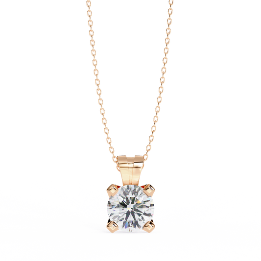 2.20 CT Round Lab-Grown Diamond Sculptural Solitaire Pendant Necklace in 14K Gold & Platinum