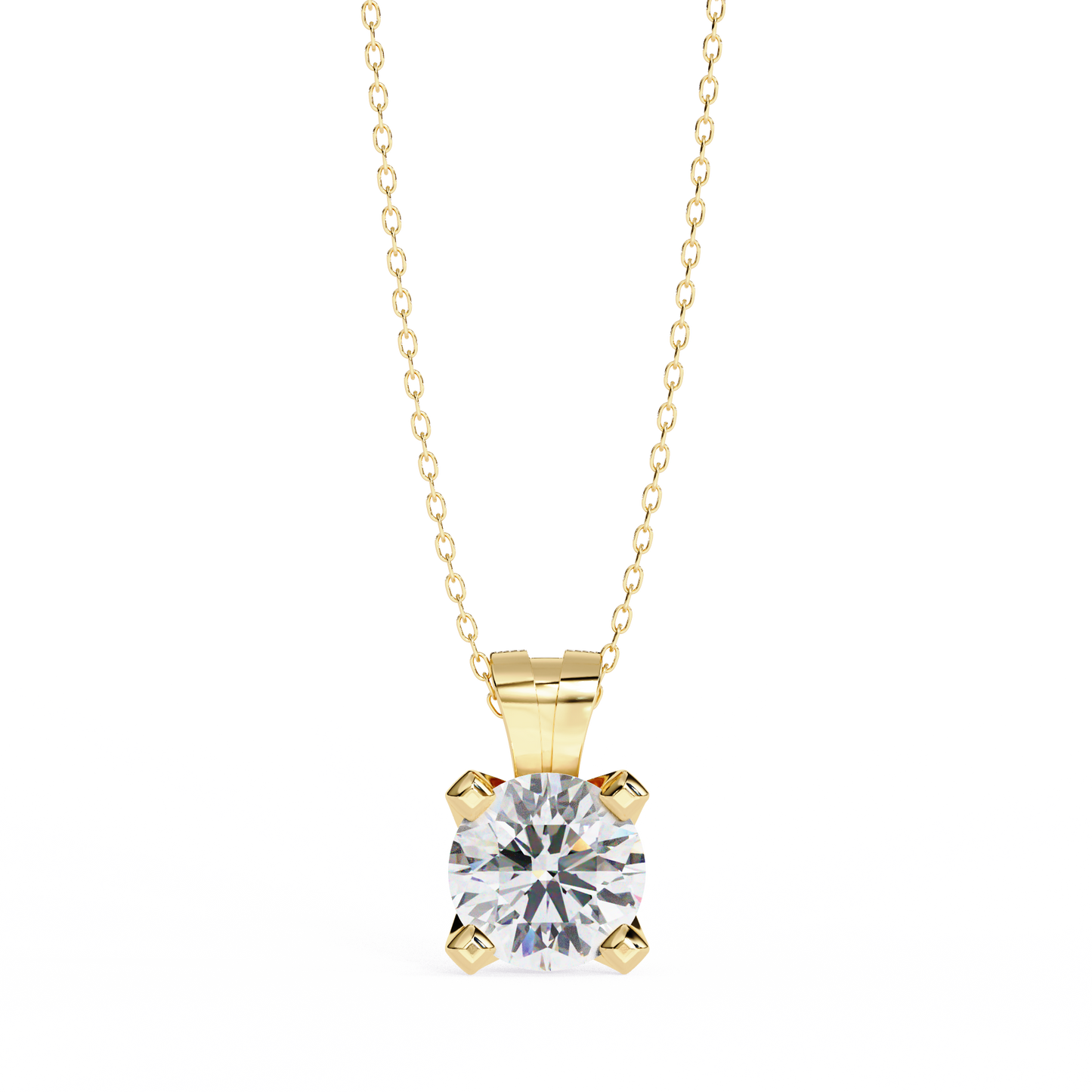 2.20 CT Round Lab-Grown Diamond Sculptural Solitaire Pendant Necklace in 14K Gold & Platinum