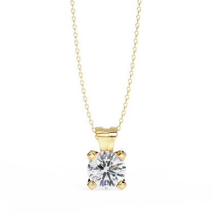 2.20 CT Round Lab-Grown Diamond Sculptural Solitaire Pendant Necklace in 14K Gold & Platinum