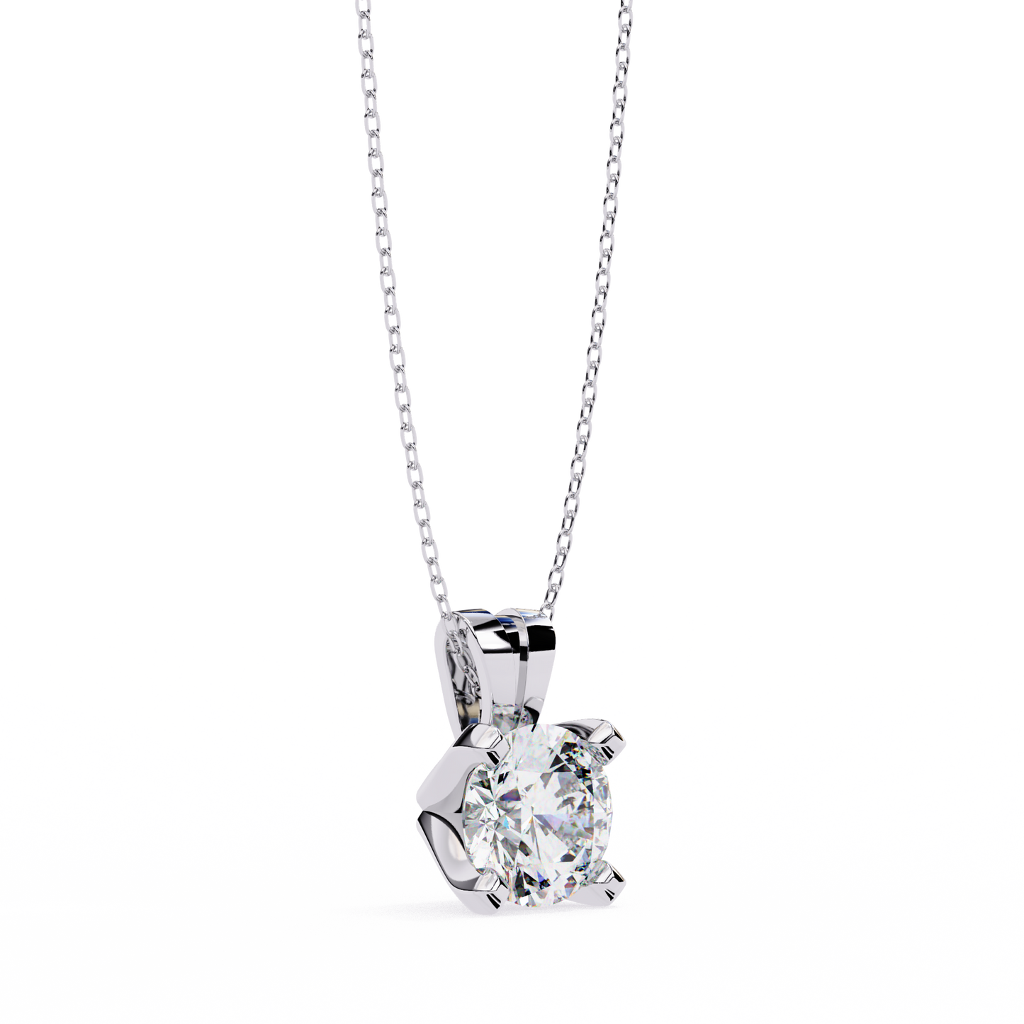 2.20 CT Round Lab-Grown Diamond Sculptural Solitaire Pendant Necklace in 14K Gold & Platinum