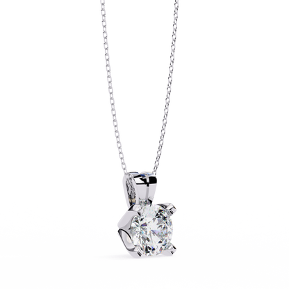 2.20 CT Round Lab-Grown Diamond Sculptural Solitaire Pendant Necklace in 14K Gold & Platinum