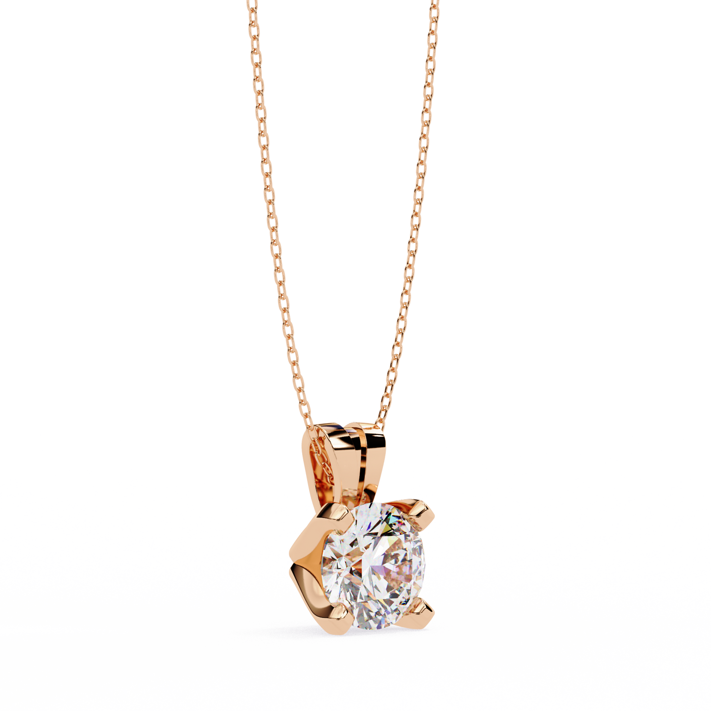 2.20 CT Round Lab-Grown Diamond Sculptural Solitaire Pendant Necklace in 14K Gold & Platinum