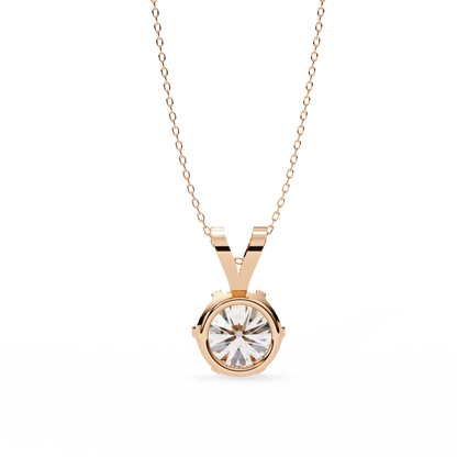 2.10 CT Round Lab-Grown Diamond Heart Bail Solitaire Pendant Necklace in 14K Gold & Platinum