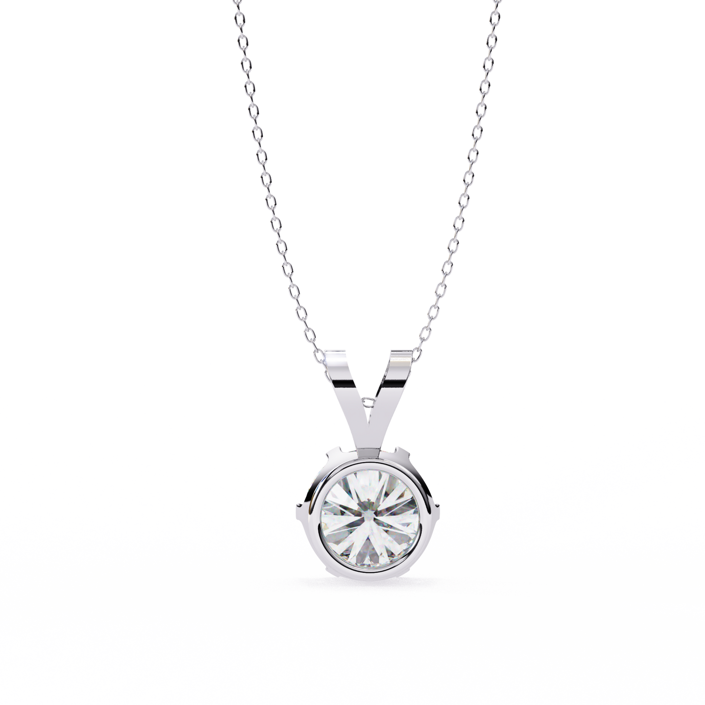 2.10 CT Round Lab-Grown Diamond Heart Bail Solitaire Pendant Necklace in 14K Gold & Platinum