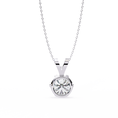 2.10 CT Round Lab-Grown Diamond Heart Bail Solitaire Pendant Necklace in 14K Gold & Platinum