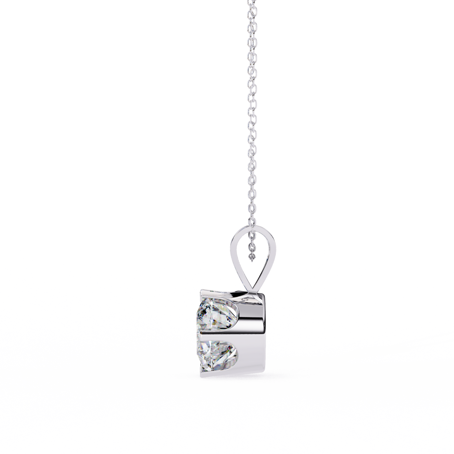 2.10 CT Round Lab-Grown Diamond Heart Bail Solitaire Pendant Necklace in 14K Gold & Platinum