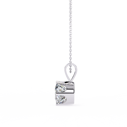 2.10 CT Round Lab-Grown Diamond Heart Bail Solitaire Pendant Necklace in 14K Gold & Platinum