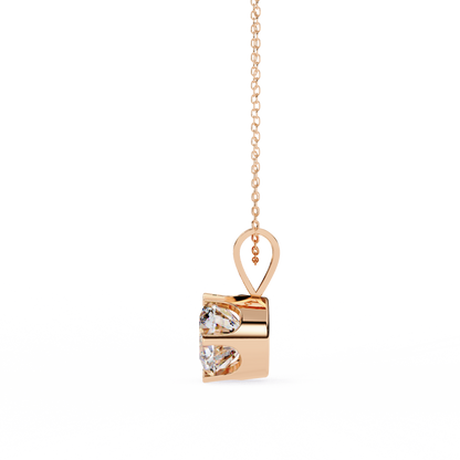 2.10 CT Round Lab-Grown Diamond Heart Bail Solitaire Pendant Necklace in 14K Gold & Platinum