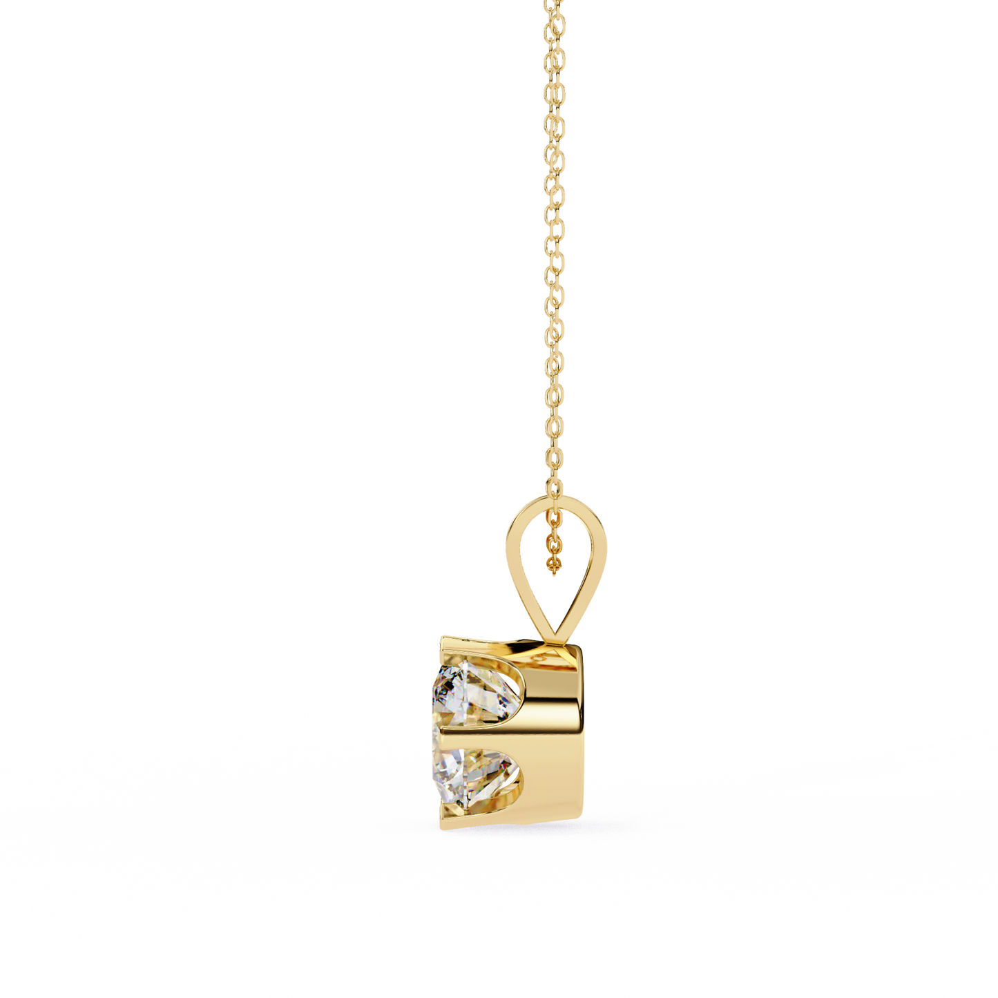 2.10 CT Round Lab-Grown Diamond Heart Bail Solitaire Pendant Necklace in 14K Gold & Platinum