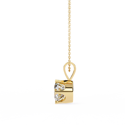 2.10 CT Round Lab-Grown Diamond Heart Bail Solitaire Pendant Necklace in 14K Gold & Platinum